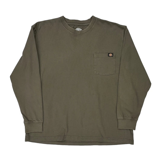 Dickies Long Sleeve T-Shirt - XL Brown Cotton