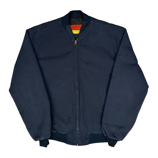 Vintage Cintas Work Bomber Jacket - Medium Navy Polyester