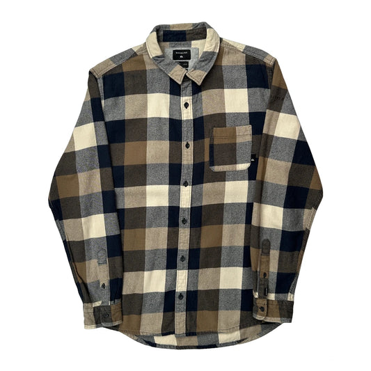 Quiksilver Checked Flannel Shirt - Large Brown Cotton