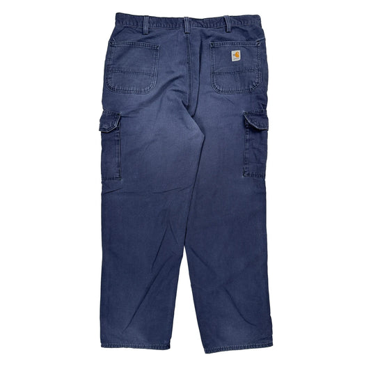 Carhartt Cargo Trousers - 40W 32L Blue Cotton