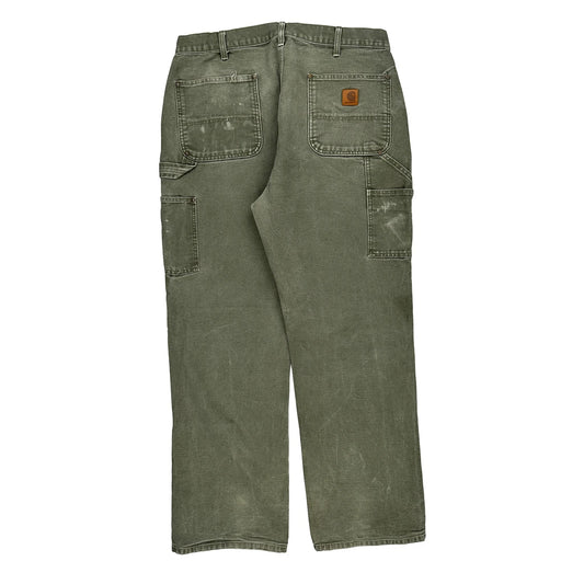 Carhartt Double Knee Carpenter Jeans - 36W 32L Green Cotton