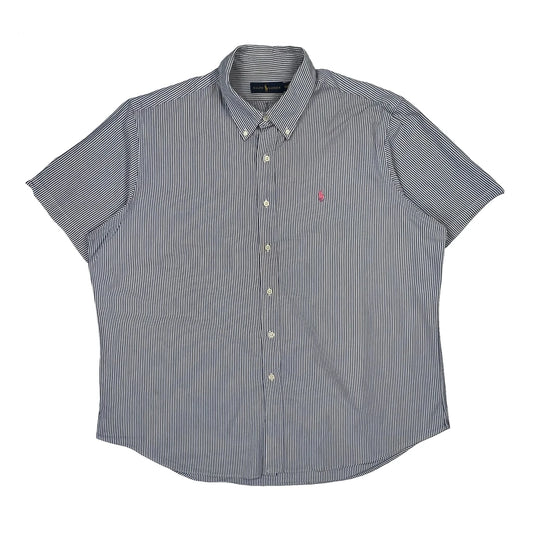 Ralph Lauren Striped Short Sleeve Shirt - 2XL Blue Cotton