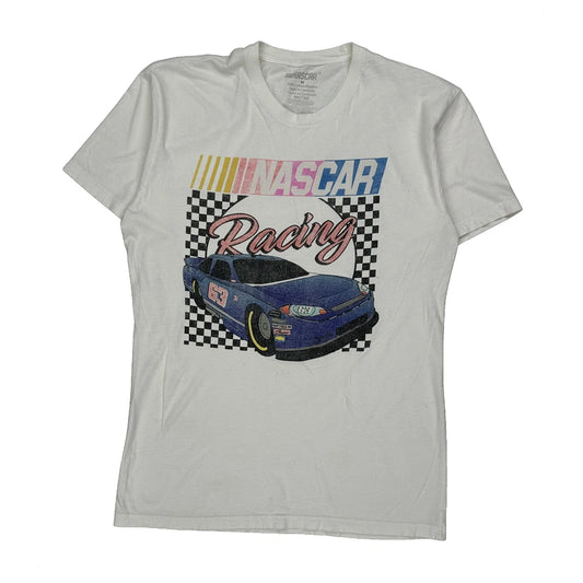 Racing Nascar Graphic T-Shirt - Medium White Cotton