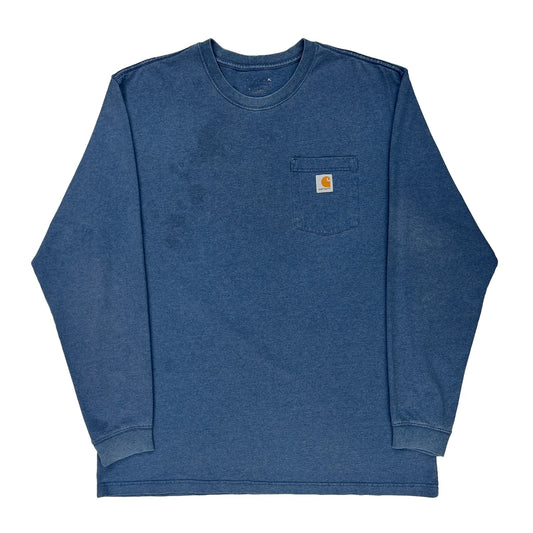 Carhartt Tall Long Sleeve T-Shirt - XL Blue Cotton Blend