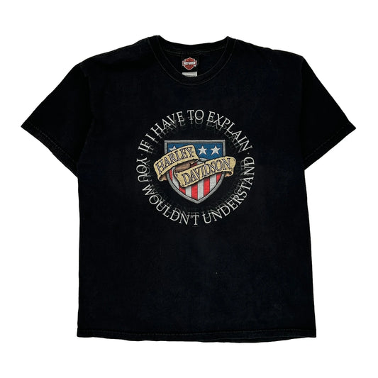 Jonesboro Arkansas Harley Davidson Graphic T-Shirt - Large Black Cotton