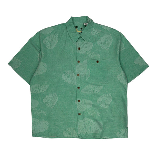 Banana Cabana Hawaiian Shirt - Large Green Silk
