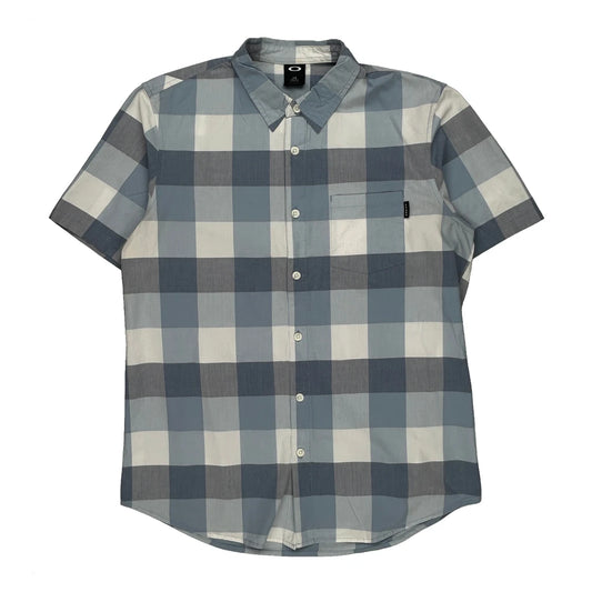Oakley Checked Short Sleeve Shirt - Large Blue Cotton