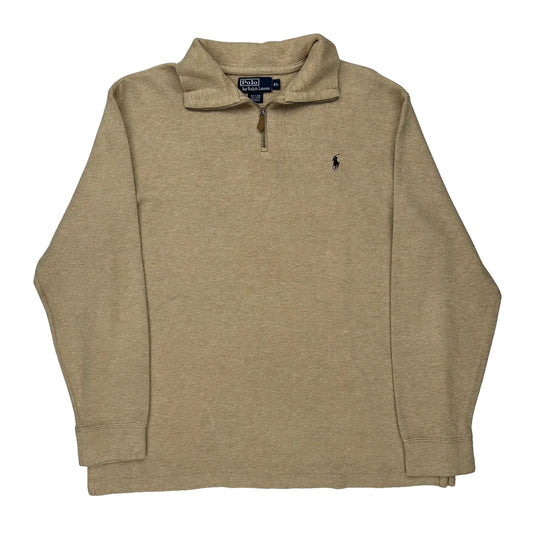 Polo By Ralph Lauren 1/4 Zip - XL Beige Cotton