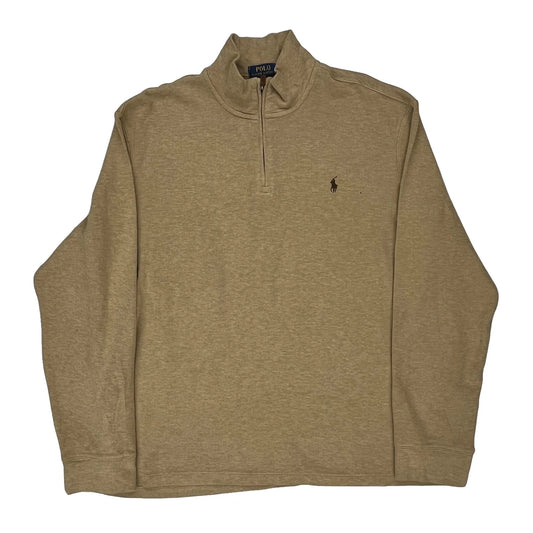 Estate Rib Polo By Ralph Lauren 1/4 Zip - XL Beige Cotton
