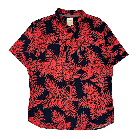 Levis Floral Hawaiian Shirt - XL Red Cotton