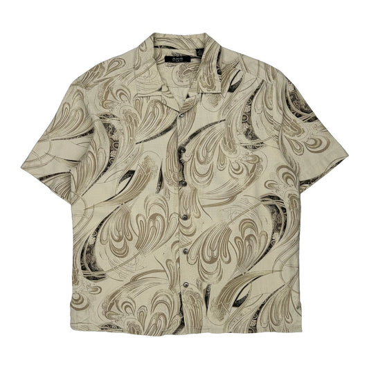 Axis Hawaiian Shirt - Large Beige Silk Blend