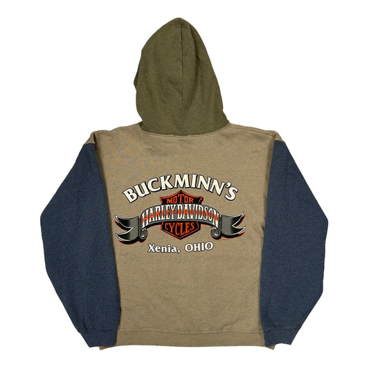 Motorcycles Harley Davidson Graphic Hoodie - Large Beige Cotton