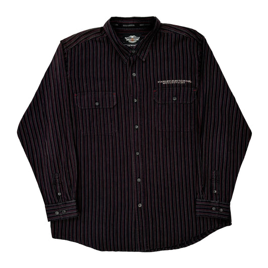 Harley Davidson Striped Shirt - XL Black Cotton