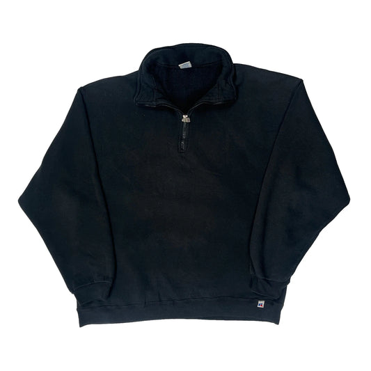 Sports Logo Russell Athletic Collared 1/4 Zip - XL Black Cotton Blend