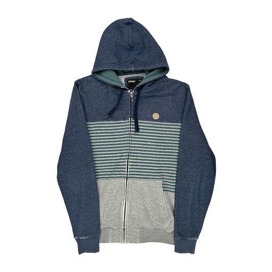 Slim Fit Oakley Striped Hoodie - Large Blue Cotton Blend