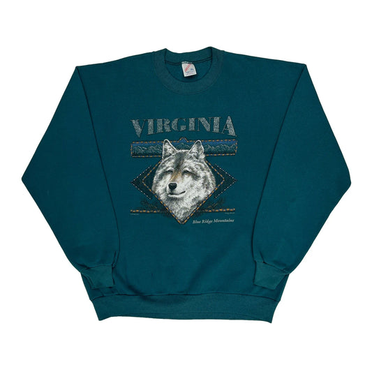 Made In USA Blue Ridge Mountains Jerzees Graphic Sweatshirt - XL Green Cotton