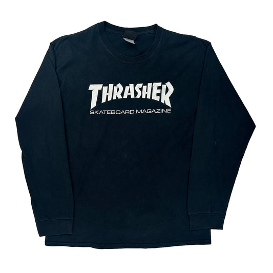 Thrasher Spellout Long Sleeve T-Shirt - Large Black Cotton