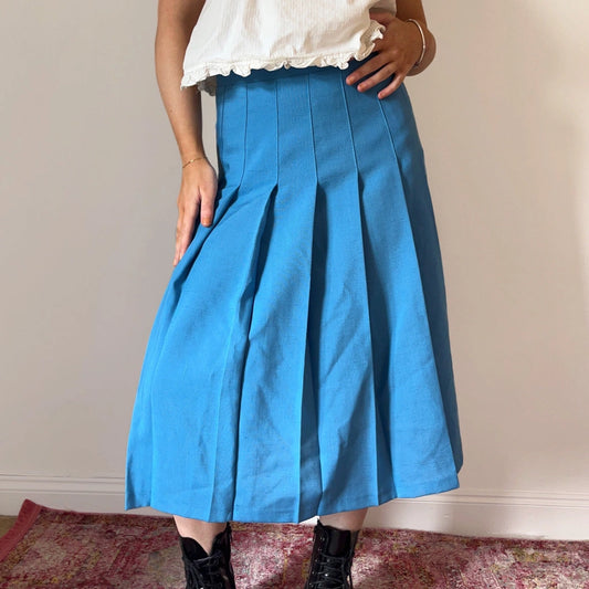 Vintage blue Unbranded Pleated Skirt - womens 27" waist