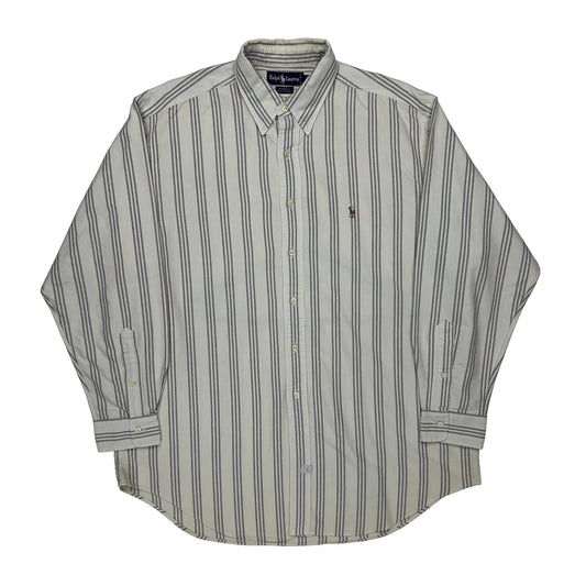 Vintage Ralph Lauren Striped Shirt - Large Cream Cotton