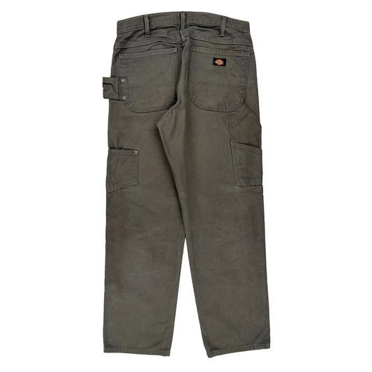Dickies Double Knee Carpenter Trousers - 32W 30L Grey Cotton
