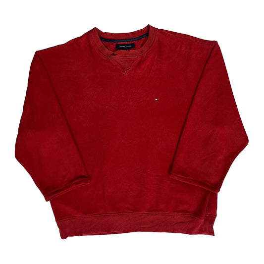 Vintage Tommy Hilfiger Sweatshirt - Large Red Cotton
