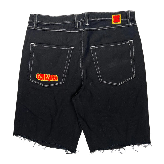 Empyre Contrast Stitch Denim Shorts - 38W 11L Black Denim