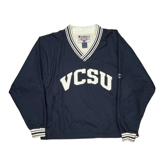 Champion Windbreaker - Large Navy Nylon