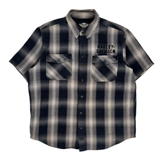 Genuine Motorclothes Harley Davidson Checked Flannel Shirt - XL Grey Cotton