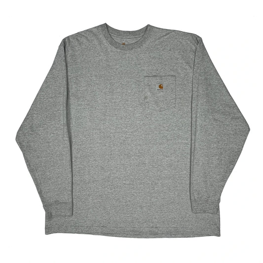 Carhartt Long Sleeve T-Shirt - 2XL Grey Cotton