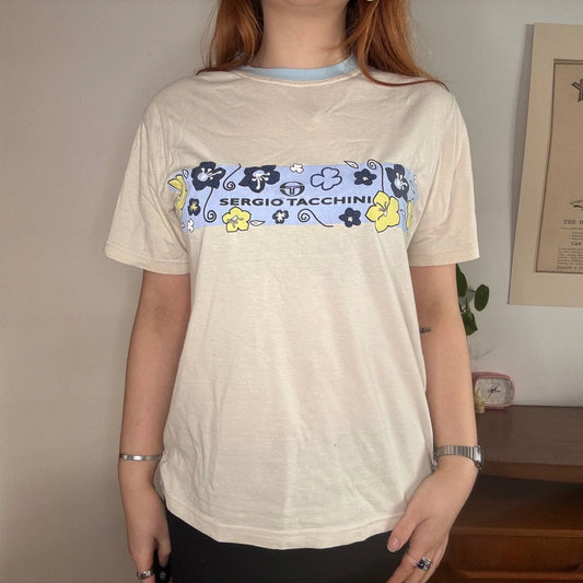 Vintage white Sergio Tacchini T-Shirt - womens large