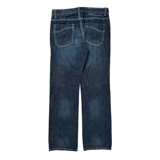 Point Zero Contrast Stitch Jeans - 34W 30L Dark Wash Denim