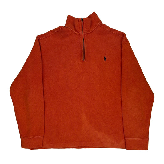 Polo By Ralph Lauren 1/4 Zip - Large Orange Cotton