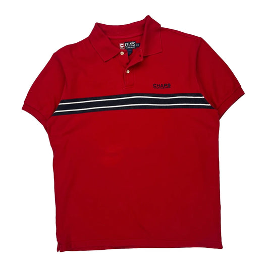 Chaps Ralph Lauren Striped Polo Shirt - Large Red Cotton