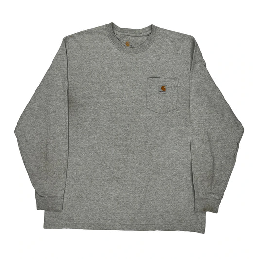 Original Fit Carhartt Long Sleeve T-Shirt - XL Grey Cotton Blend