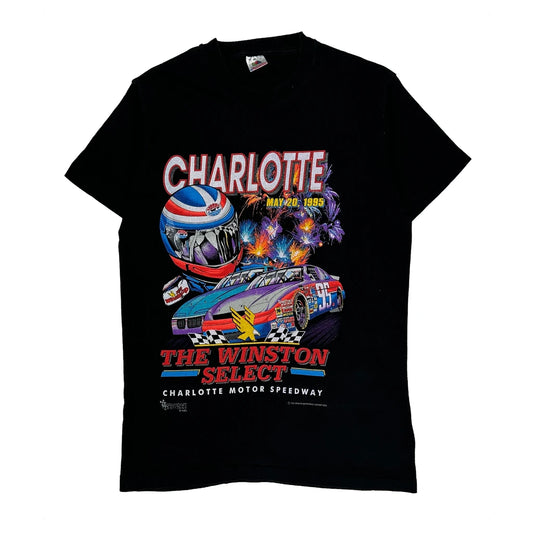 Charlotte Motor Speedway Fruit Of The Loom Graphic T-Shirt - Medium Black Cotton