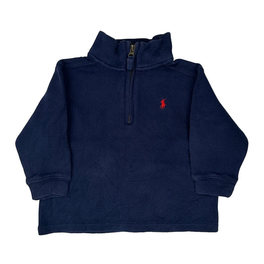 Vintage Age 2 Polo By Ralph Lauren 1/4 Zip - 2XS Navy Cotton