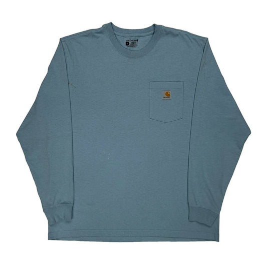 Carhartt Long Sleeve T-Shirt - XL Blue Cotton