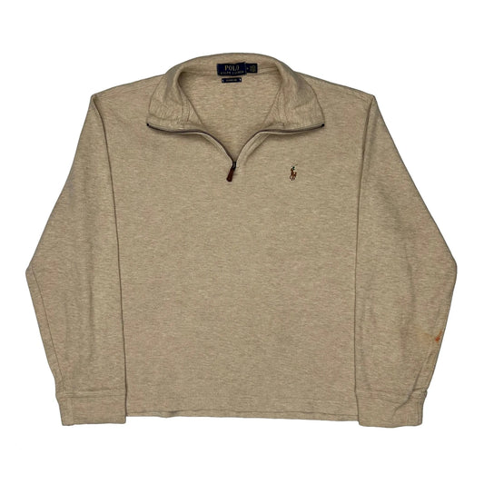 Polo By Ralph Lauren 1/4 Zip - Medium Beige Cotton Blend