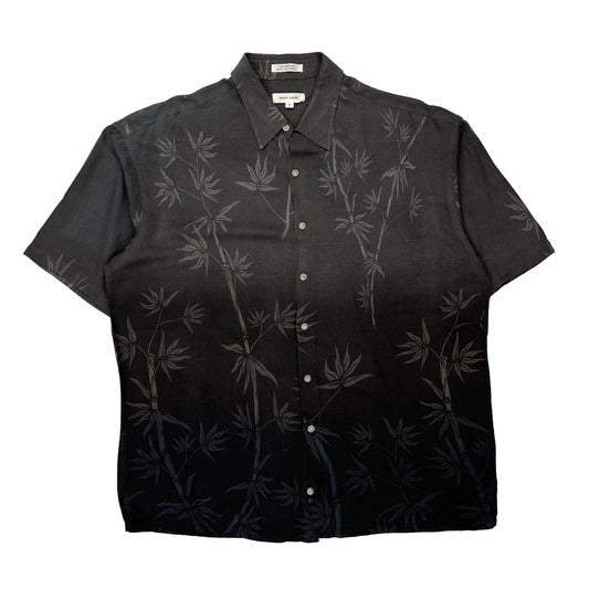 Pierre Cardin Floral Hawaiian Shirt - Medium Black Viscose
