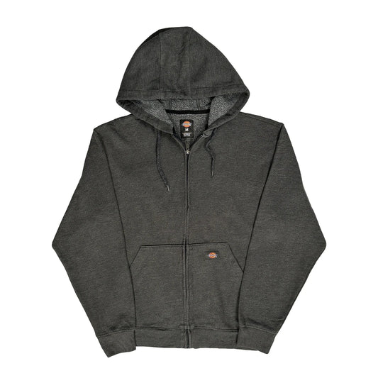 Vintage Dickies Full Zip Hoodie - Medium Grey Cotton Blend