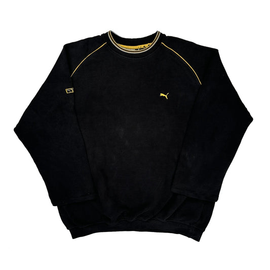 Vintage Puma Long Sleeve T-Shirt - XL Black Cotton