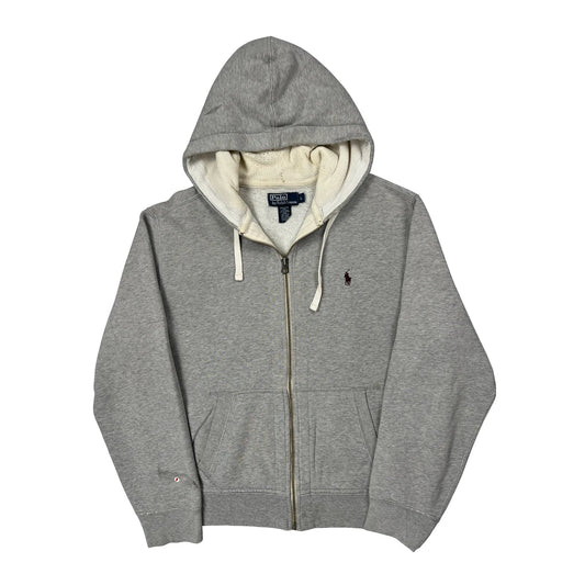 Polo By Ralph Lauren Full Zip Hoodie - Large Grey Cotton