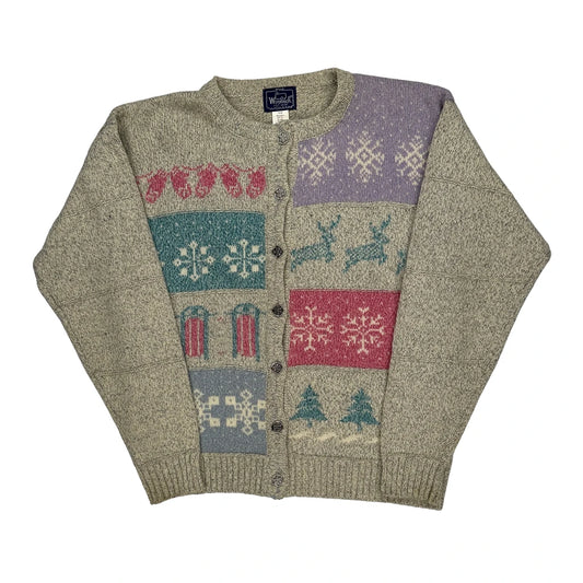 Woolrich Christmas Cardigan - XL Multicoloured Wool Blend