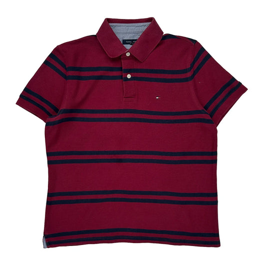 Tommy Hilfiger Striped Polo Shirt - Medium Navy Cotton