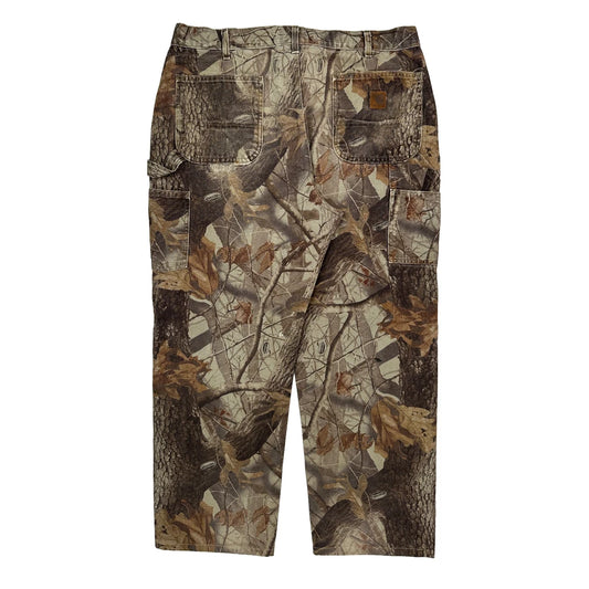 B158 Real Tree Carhartt Camo Carpenter Trousers - 36W 29L Camo Cotton
