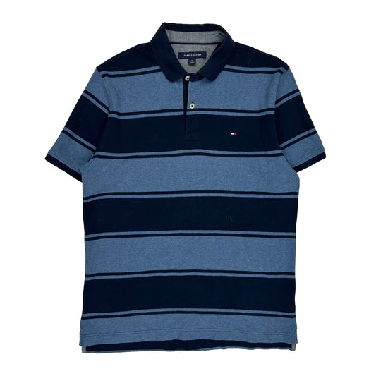Tommy Hilfiger Striped Polo Shirt - Medium Blue Cotton