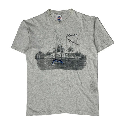 Surf City N.C. Gulf Breeze Graphic T-Shirt - XL Grey Cotton