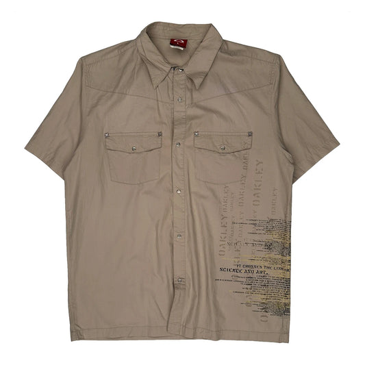Vintage Oakley Short Sleeve Shirt - Large Beige Cotton