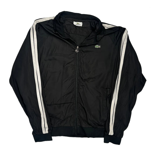 Vintage Lacoste Striped Track Jacket - 2XL Black Polyester