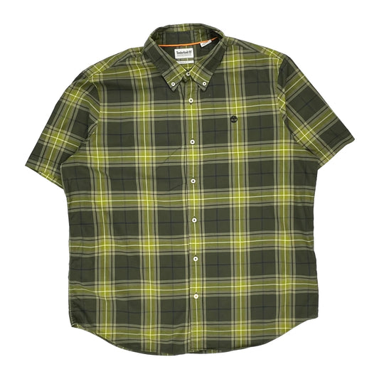 Timberland Checked Short Sleeve Shirt - 2XL Yellow Cotton